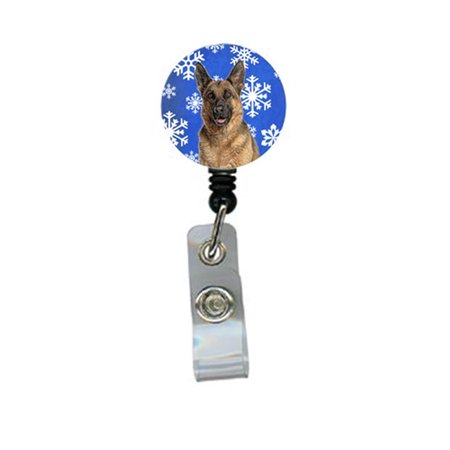 TEACHERS AID Winter Snowflakes Holiday German Shepherd Retractable Badge Reel TE889254